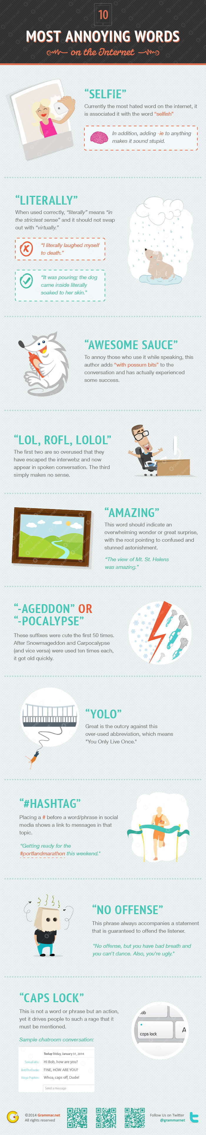 10 Most Annoying Words On The Internet infographic Grammar 